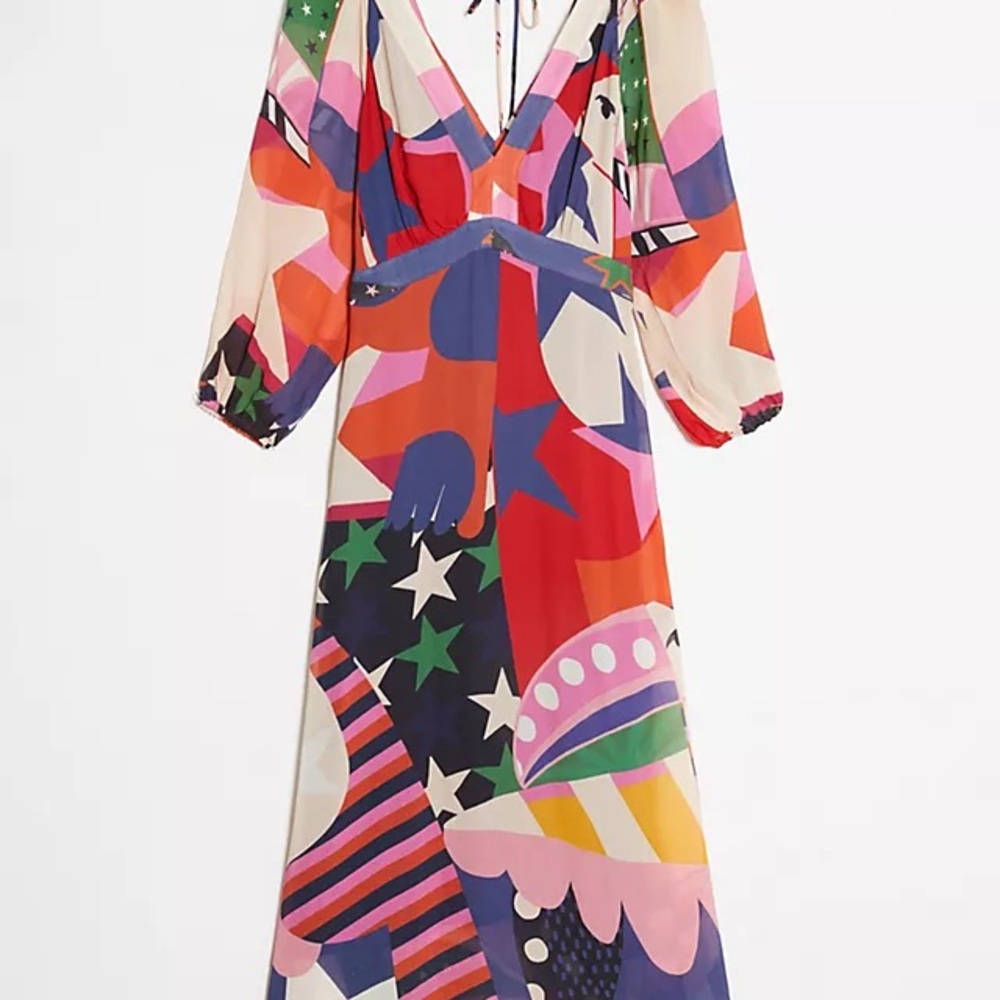 Farm Rio Colorful Abstract Print Maxi Dress